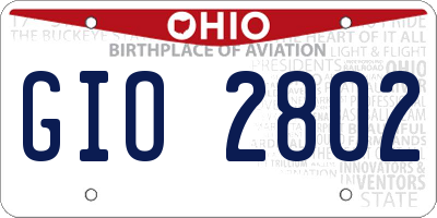 OH license plate GIO2802