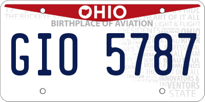 OH license plate GIO5787