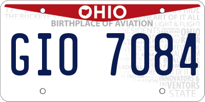 OH license plate GIO7084