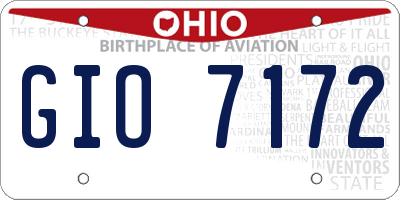 OH license plate GIO7172