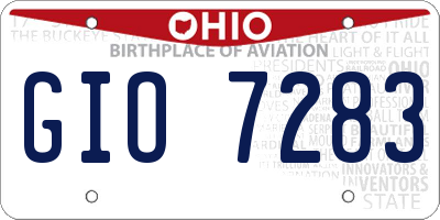 OH license plate GIO7283