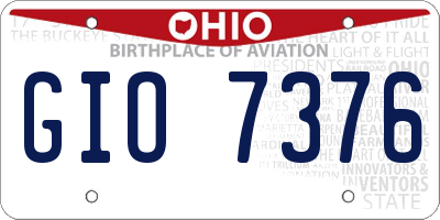 OH license plate GIO7376