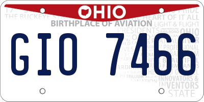 OH license plate GIO7466