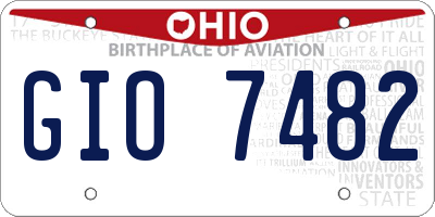 OH license plate GIO7482