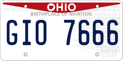 OH license plate GIO7666