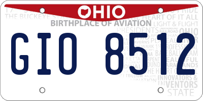 OH license plate GIO8512