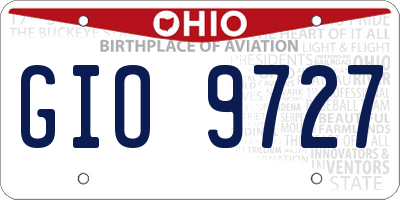 OH license plate GIO9727