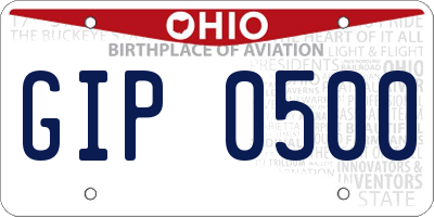 OH license plate GIP0500