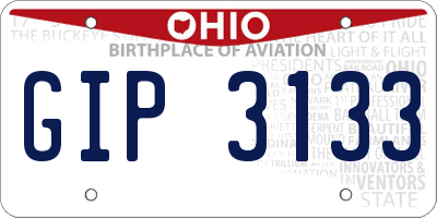 OH license plate GIP3133