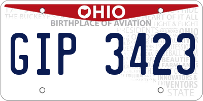 OH license plate GIP3423