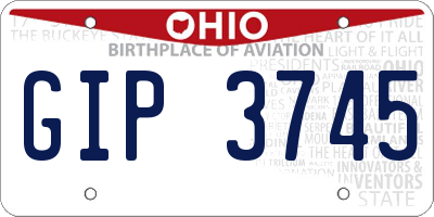 OH license plate GIP3745
