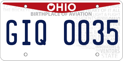OH license plate GIQ0035