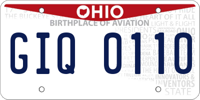 OH license plate GIQ0110