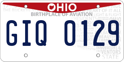 OH license plate GIQ0129