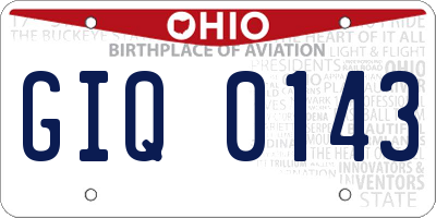OH license plate GIQ0143