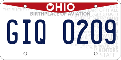 OH license plate GIQ0209