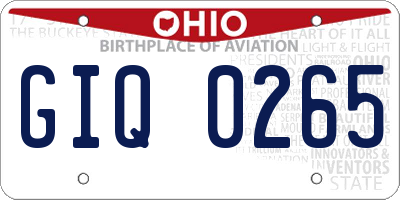 OH license plate GIQ0265