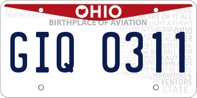 OH license plate GIQ0311