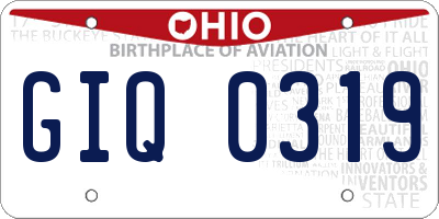OH license plate GIQ0319