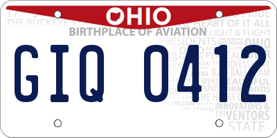 OH license plate GIQ0412
