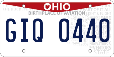 OH license plate GIQ0440