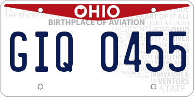 OH license plate GIQ0455