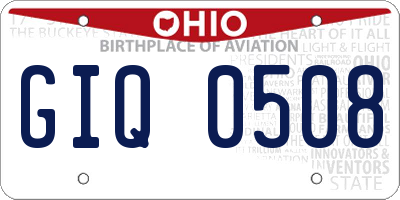 OH license plate GIQ0508