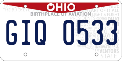 OH license plate GIQ0533