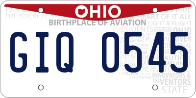OH license plate GIQ0545