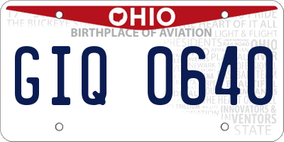 OH license plate GIQ0640