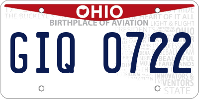 OH license plate GIQ0722