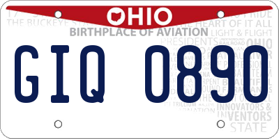 OH license plate GIQ0890