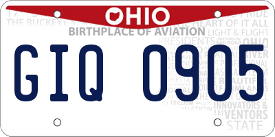 OH license plate GIQ0905