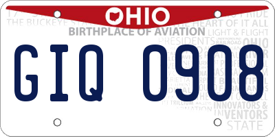 OH license plate GIQ0908
