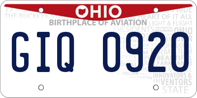 OH license plate GIQ0920