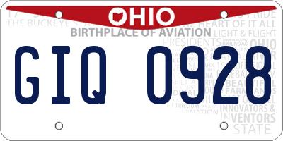 OH license plate GIQ0928
