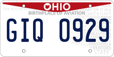 OH license plate GIQ0929
