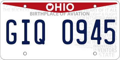 OH license plate GIQ0945