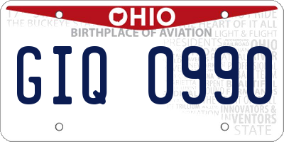 OH license plate GIQ0990