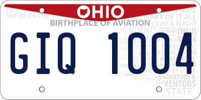 OH license plate GIQ1004