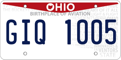 OH license plate GIQ1005