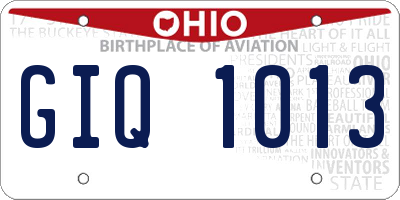 OH license plate GIQ1013