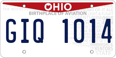 OH license plate GIQ1014