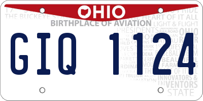 OH license plate GIQ1124