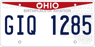 OH license plate GIQ1285