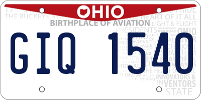 OH license plate GIQ1540
