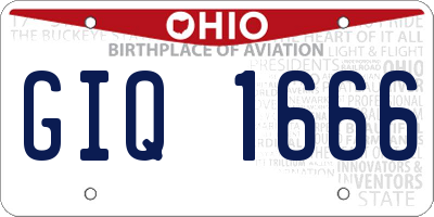 OH license plate GIQ1666
