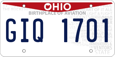 OH license plate GIQ1701