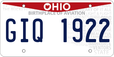 OH license plate GIQ1922