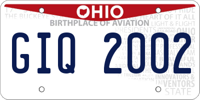 OH license plate GIQ2002